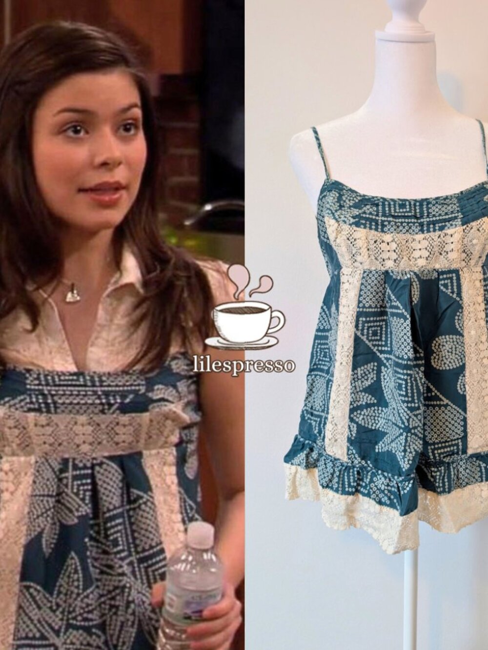 BCBGmaxazria silk crochet trim tank top ASO carly shay icarly (XS)